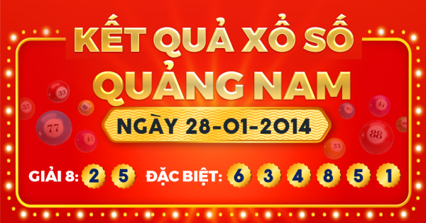 Kết quả xổ số Quảng Nam ngày 28/1/2014